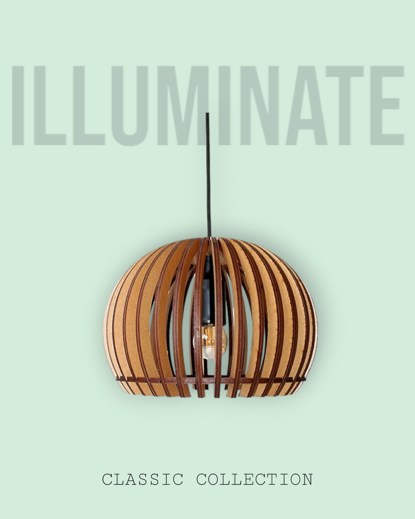 Classic Hanging Wooden Lamp Circular