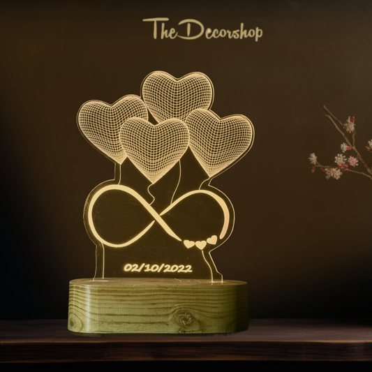Personalised 3d heart illusion lamp