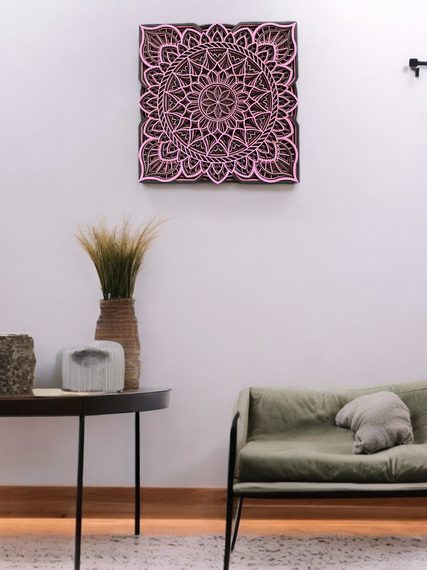 Multi Layers Pink Black Composition Square Mandala
