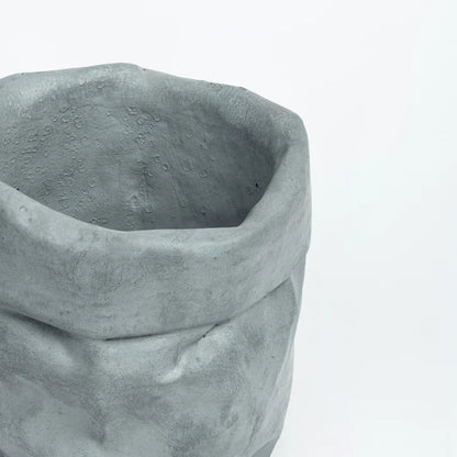 Burlap- Dark Concrete Burlap Sack-inspired planter for both indoor and outdoor plants