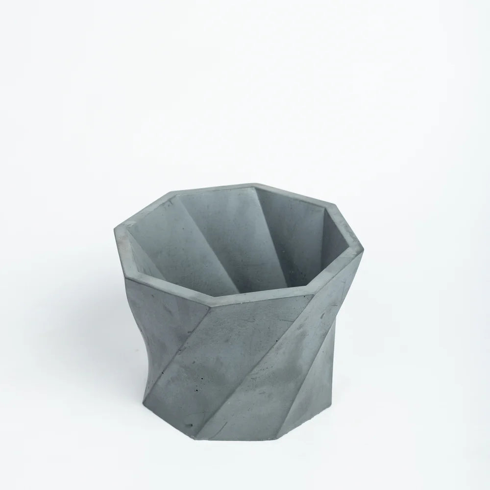 TheDecorshop Dyoct-Dark Concrete-Octagonal Faceted Modern Planter