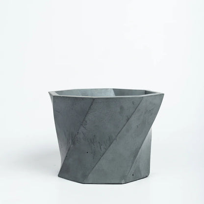 TheDecorshop Dyoct-Dark Concrete-Octagonal Faceted Modern Planter