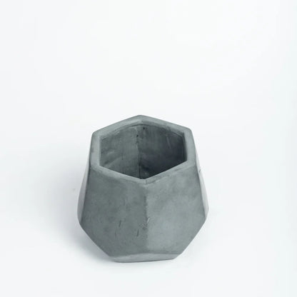 PentHex-Dark Concrete-Faceted Planter Design- ideal for indoor and outdoor use