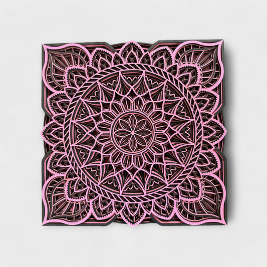 Multi Layers Pink Black Composition Square Mandala