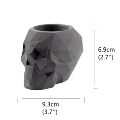 Thedecorshop Skull Terracotta - Unique geometric skull shaped 3D pointed planter / Paperweight for Home & Office